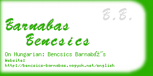 barnabas bencsics business card